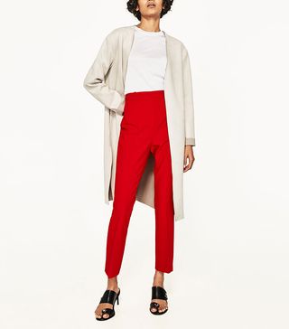 Zara + Long Faux Suede Jacket