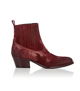 Barney's New York + Leather And Suede Western Ankle Boots