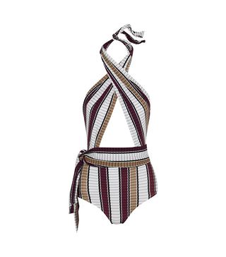 Karla Colletto + Palazzo Striped Wrap Swimsuit