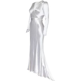 Vintage + Original 1930s White Silk Satin Bias Cut Wedding Dress