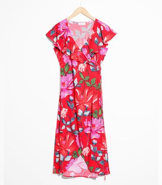& Other Stories + Floral Ruffle Wrap Dress