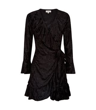 OWNTHELOOK.COM + Velvet Wrap Dress with Ruffle Detail