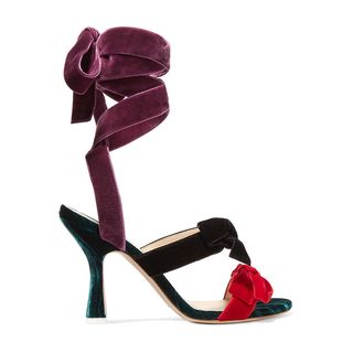 Attico + Dilette Bow-Embellished Velvet Heels