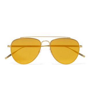 Tomas Maier + Aviator-Style Gold-Tone Mirrored Sunglasses