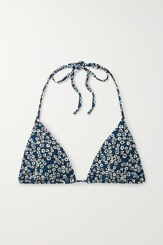Matteau + The String Floral-Print Recycled Triangle Bikini Top