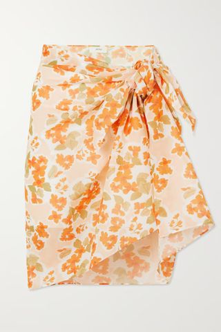 Peony + Floral-Print Cotton-Voile Pareo