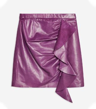 Topshop + Ruched Leather Miniskirt