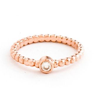 Maya Brenner + Caviar Bead Layering Ring With Diamond