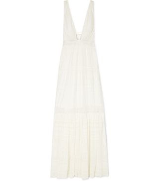 Jonathan Simkhai + Lace-Paneled Embroidered Silk-Georgette Maxi Dress