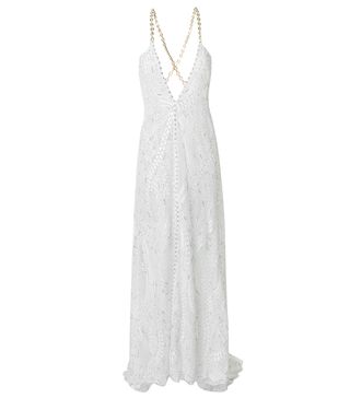 Alessandra Rich + Embroidered Plunge Dress