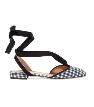 J.Crew + Foster Sequined Gingham Canvas Ballet Flats