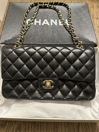 Chanel + Double Flap Medium Bag With Receipt and Gold Hardware