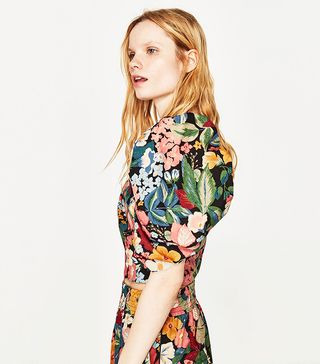 Zara + Printed Top With Full Sleeves