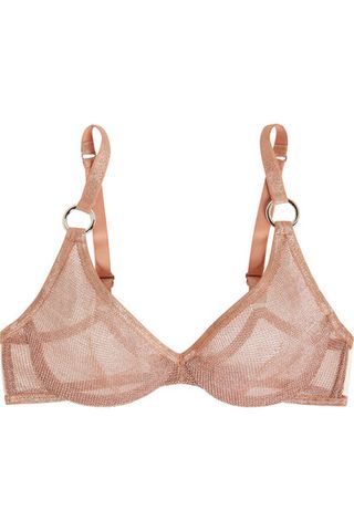 Agent Provocateur + Phoebe metallic stretch-mesh underwired bra