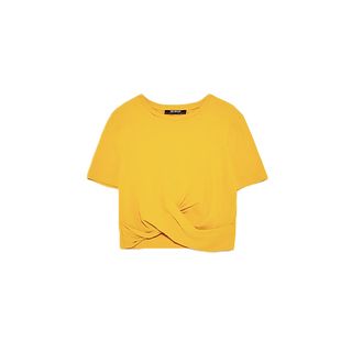 Zara + T-Shirt with Hem Gathering