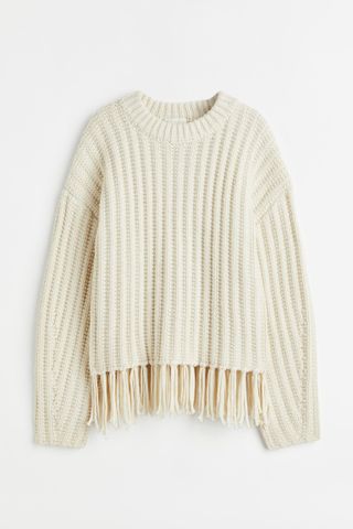 H&M + Fringe-Trimmed Jumper