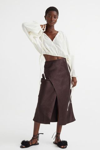 H&M + Wrapover Satin Skirt