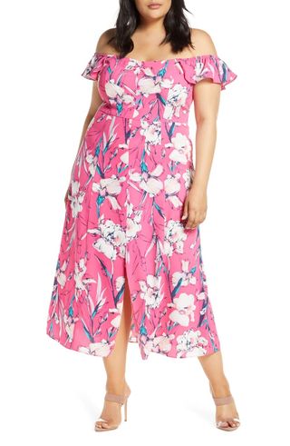 Leith + Floral Print Ruffle Flounce Dress