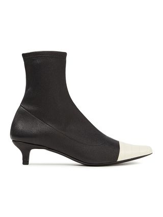 BY FAR + Karl Two-Tone Leather Ankle Boots