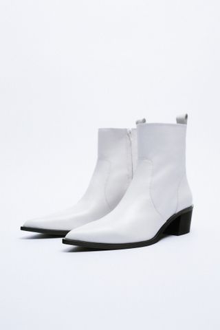 Zara + Leather Cowboy Ankle Boots