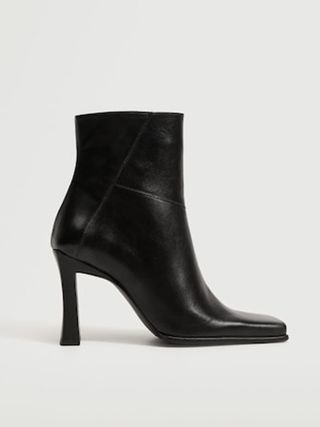 Mango + Squared Toe Leather Ankle Boots