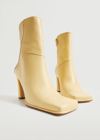 Mango + Squared Toe Leather Ankle Boots