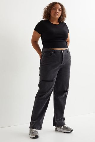 H&M + Straight High Waist Jeans