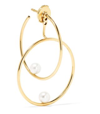 Anissa Kermiche + 14-karat Gold Pearl Hoop Earring