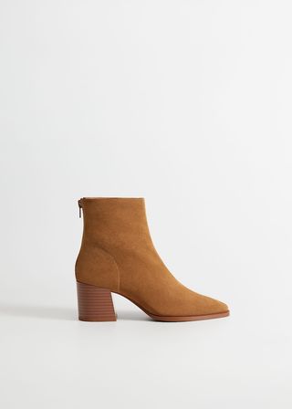 Mango + Heel Leather Ankle Boot