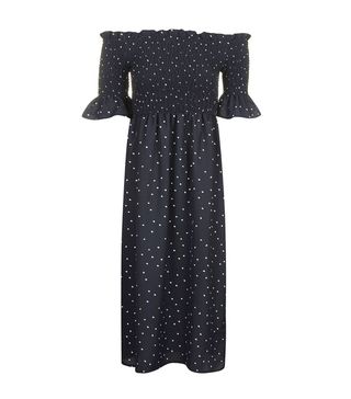 Topshop + Star Ruched Bardot Midi Dress