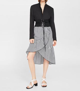 Mango + Gingham Print Skirt