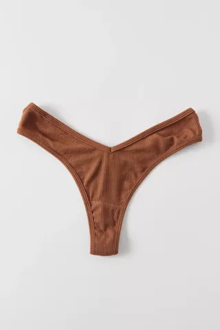 Urban Outfitters + Out From Under Ribbed v Thong
