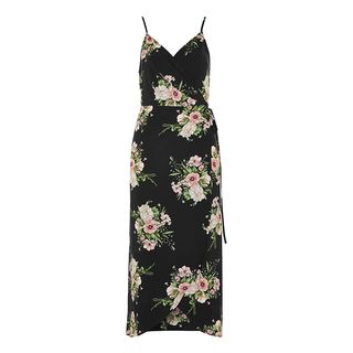 Topshop + Strappy Floral Wrap Dress