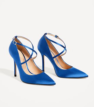 Zara + Satin High Heel Shoes With Straps
