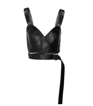 Calvin Klein Collection + Linnetra Leather Wrap Bustier Top