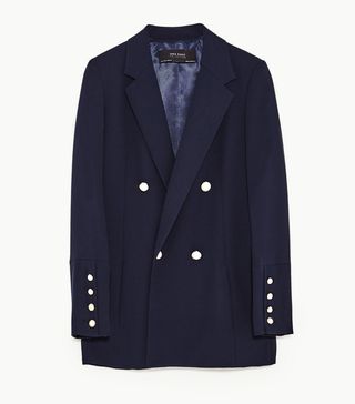 Zara + Double Breasted Blazer With Pearly Buttons