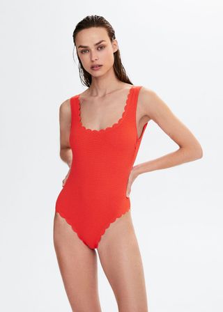 Mango + Scallop-Textured Swimsuit