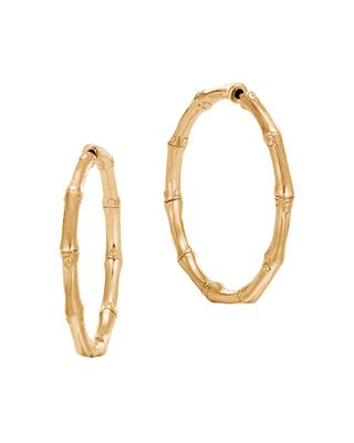 John Hardy + 18k Yellow Gold Bamboo Medium Hoop Earrings