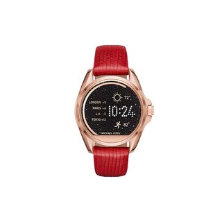 Michael Kors + Access Women's Bradshaw Red Lizard Embossed Leather Smartwatch Strap