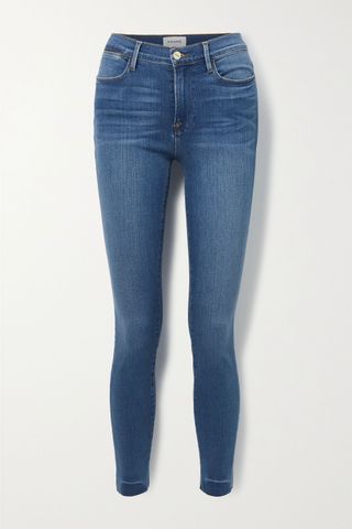 Frame + Le High Frayed Skinny Jeans