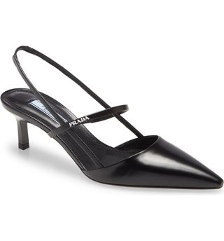 Prada + Logo Mary Jane Slingback Pump