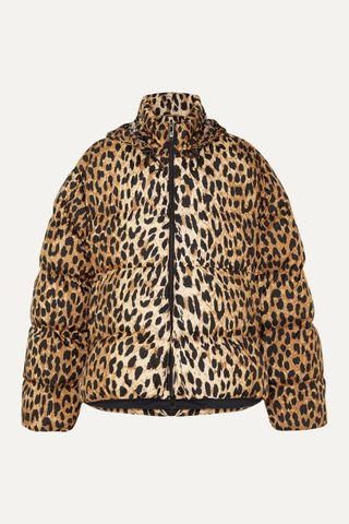 Balenciaga + C-Shape Hooded Leopard-Print Quilted Shell Jacket