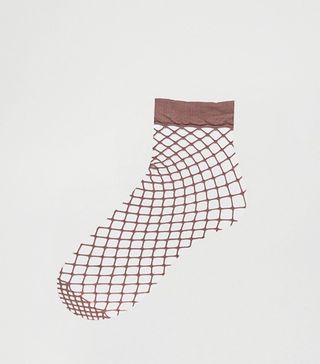 ASOS + Oversized Fishnet Ankle Socks in Mauve