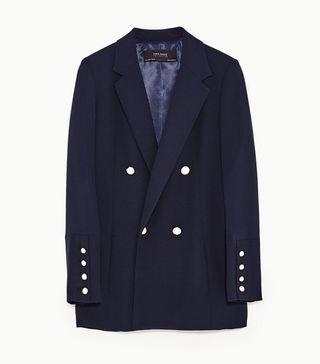 Zara + Double Breasted Blazer With Pearly Buttons