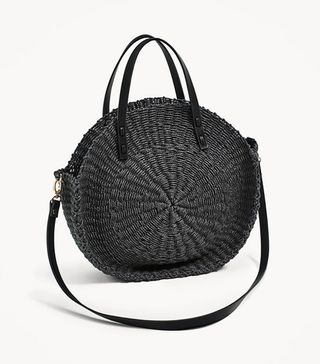 Zara + Braided Tote Bag With Pompoms