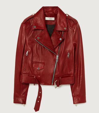 Uterque + Red Leather Jacket