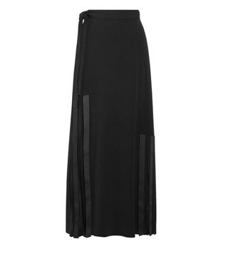 Helmut Lang + Fringed Stretch-Cady Maxi Skirt