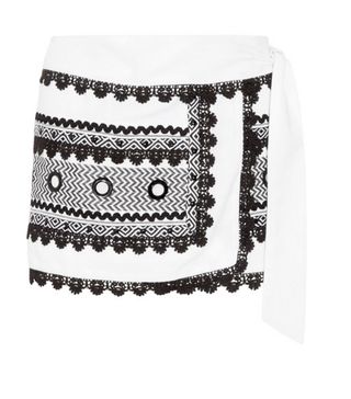 Dodo Bar Or + Embellished Embroidered Cotton-Gauze Wrap Mini Skirt