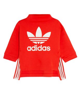 Adidas + Asymmetric Printed Cotton-Blend Jersey Sweatshirt