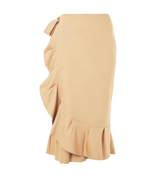 Topshop + Cotton Frill Midi Skirt